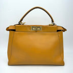 FENDI Vitello Zucca Large Peekaboo Iconic Satchel Yellow Tobacco 223385 | FASHIONPHILE LA19541