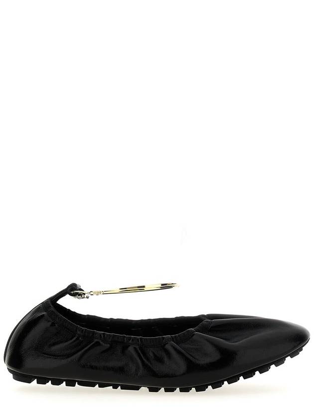 Fendi Filo Leather Ballerina Flat Black