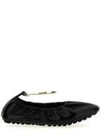 Fendi Filo Leather Ballerina Flat Black