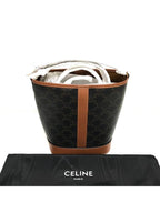 CELINE Triomphe Small Canvas Bucket Bag Tan