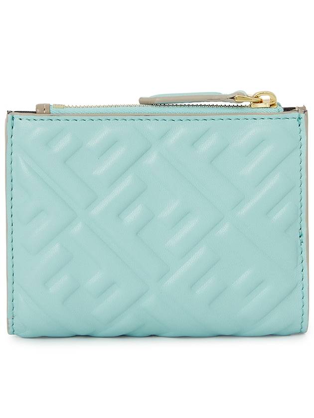 Fendi Slim Baguette Leather Half Wallet Light Blue