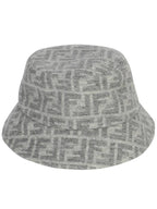 Fendi FF Jacquard Wool Silk Bucket Hat Grey