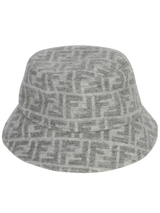Fendi FF Jacquard Wool Silk Bucket Hat Grey