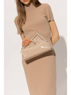 Fendi First Midi Clutch Bag Beige
