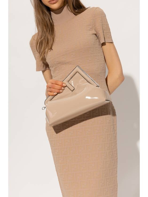 Fendi First Midi Clutch Bag Beige