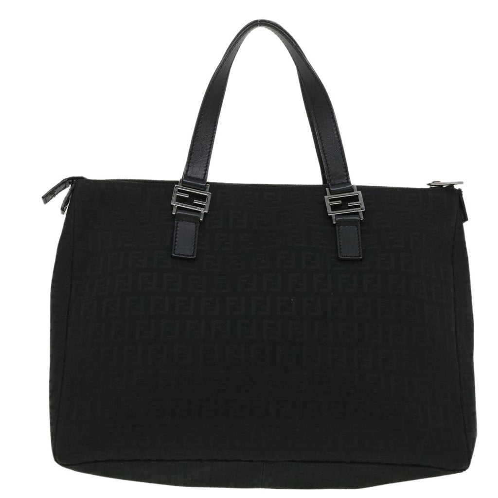 FENDI Zucchino Canvas Hand Bag Black  ac1348