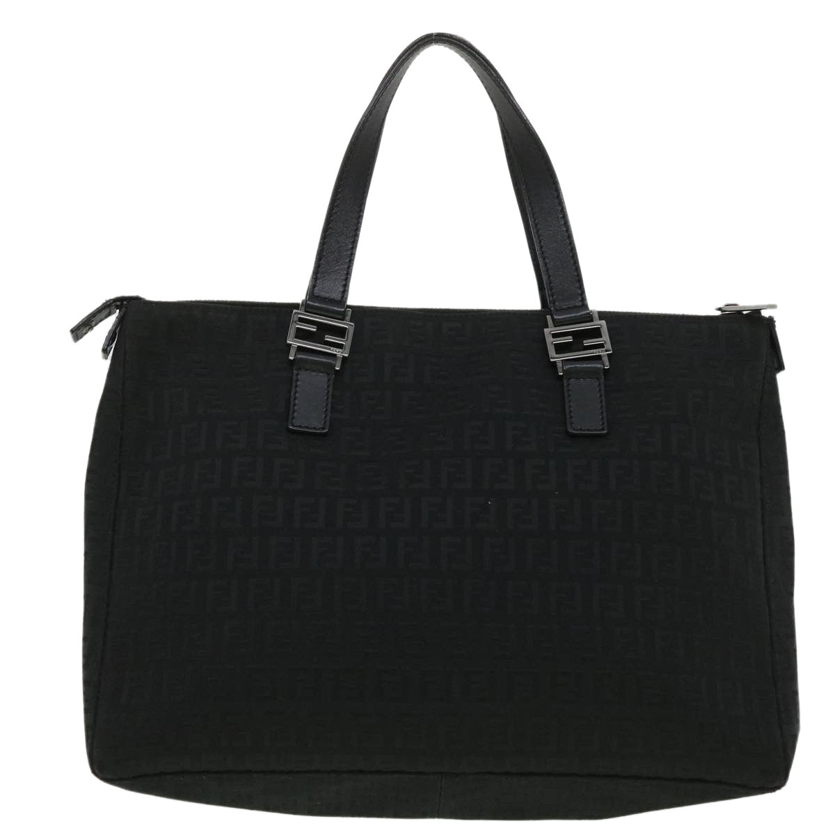 FENDI Zucchino Canvas Hand Bag Black  ac1348