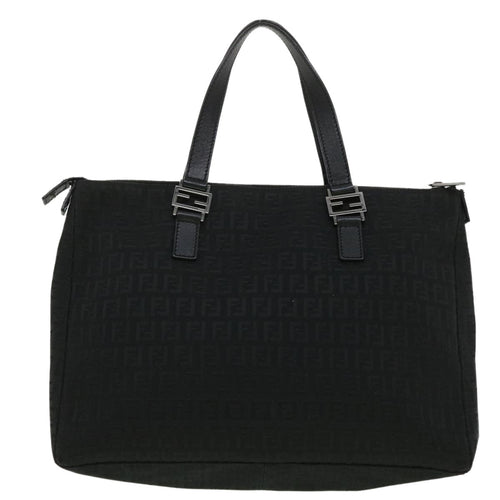 FENDI Zucchino Canvas Hand Bag Black  ac1348
