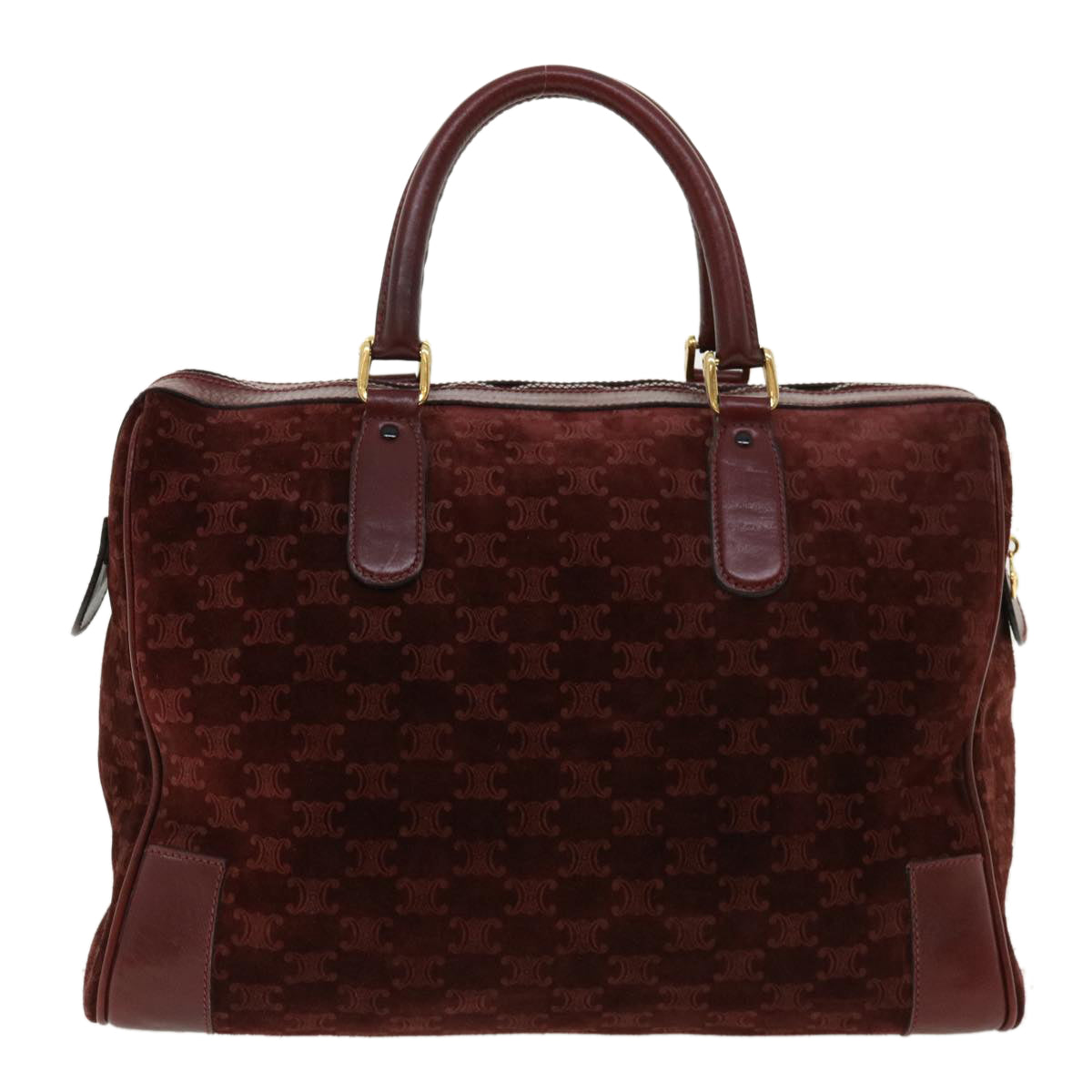 CELINE Macadam Canvas Boston Bag PVC Leather Red  ac1583