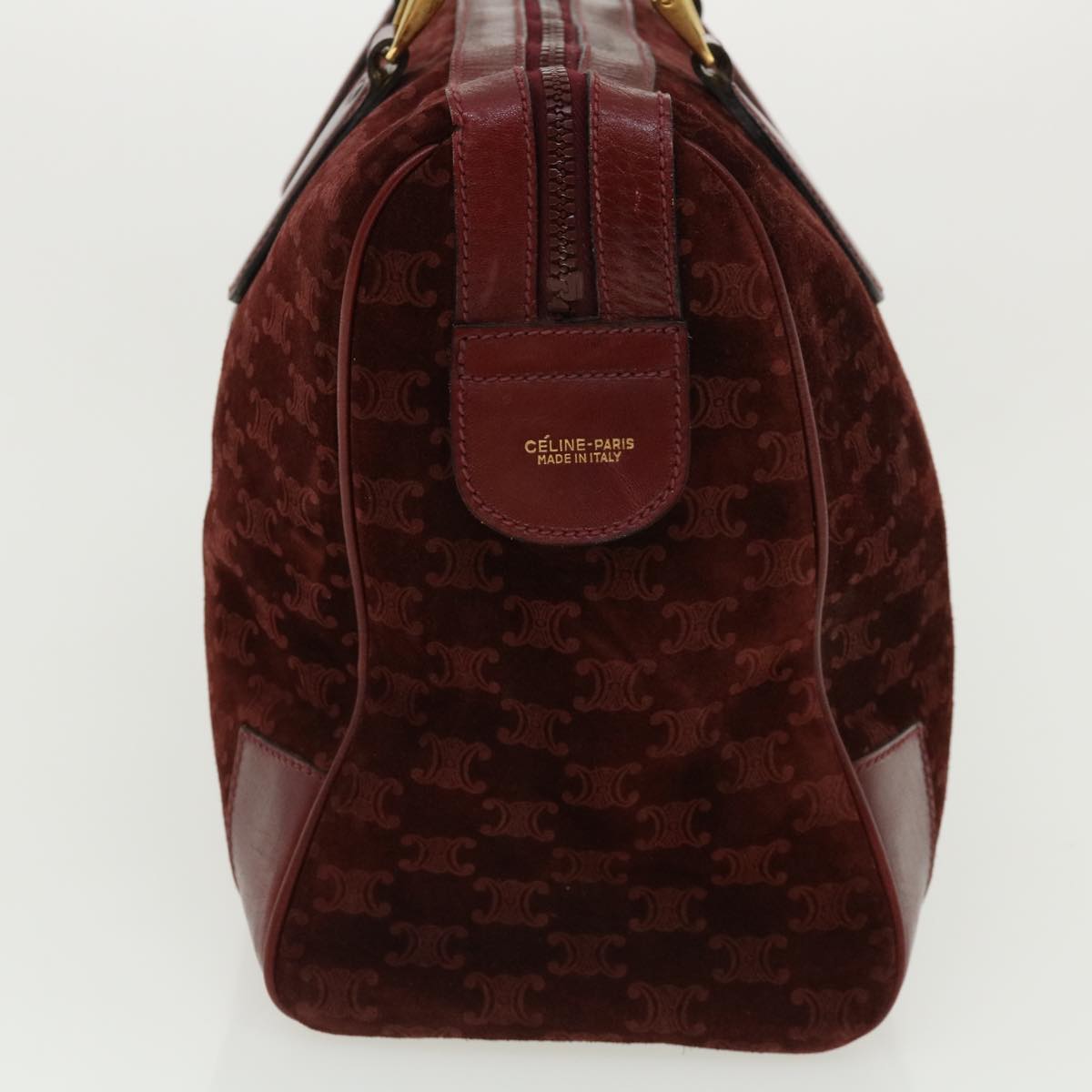 CELINE Macadam Canvas Boston Bag PVC Leather Red  ac1583