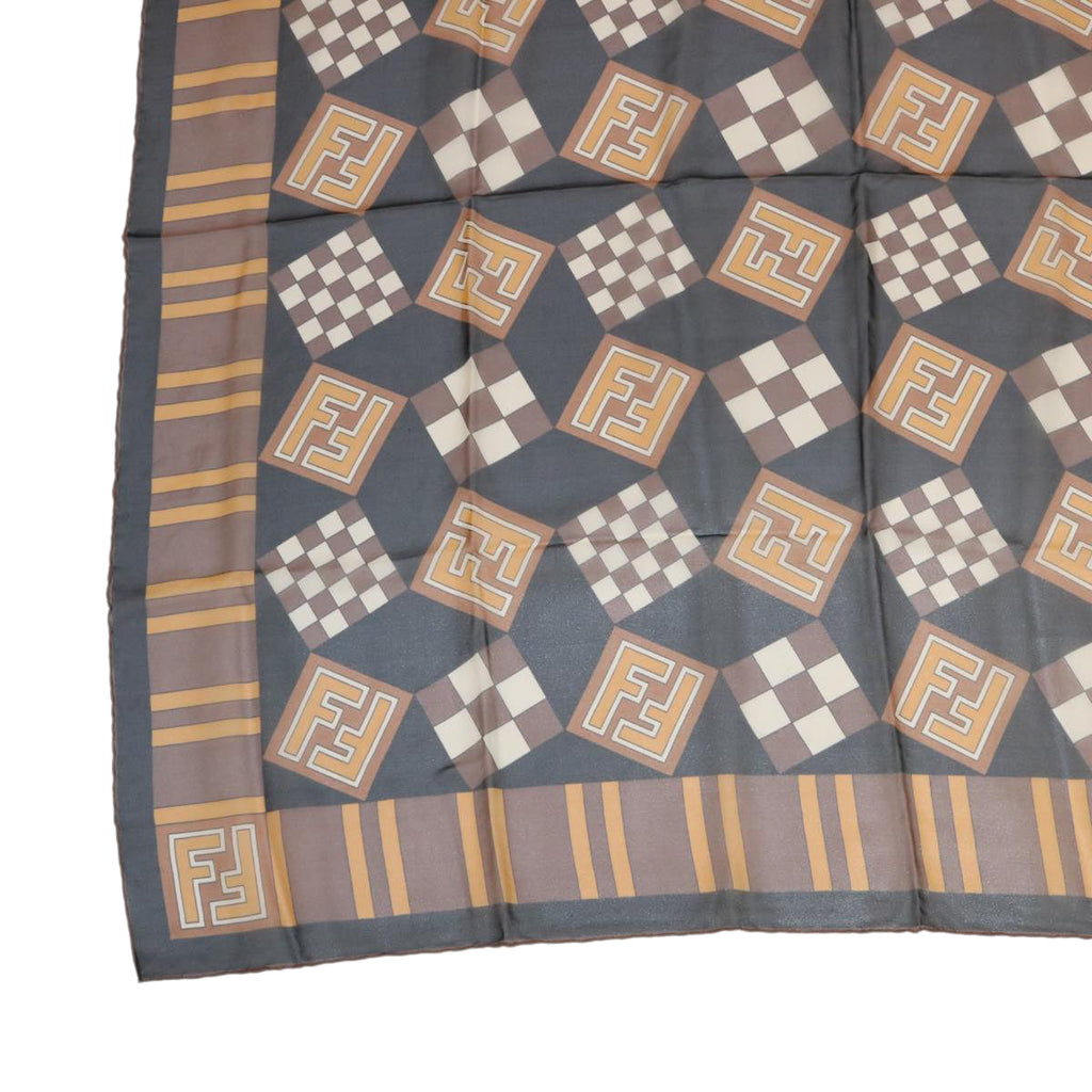 FENDI Zucca Scarf Silk Brown Blackac1750