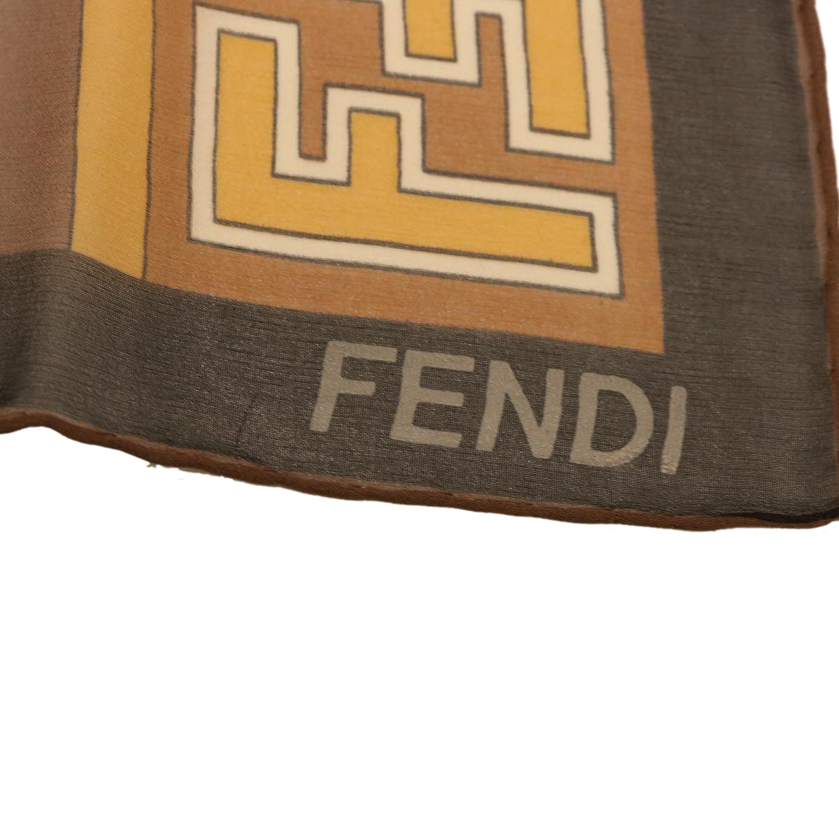 FENDI Zucca Scarf Silk Brown Blackac1750