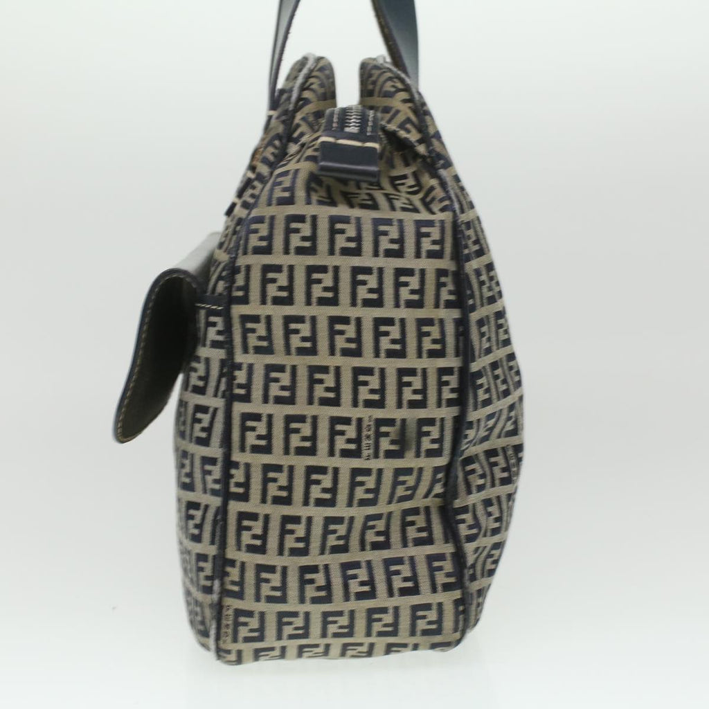 FENDI Zucchino Canvas Hand Bag Navy 71-16533-0-012 Auth ac1835