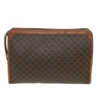 CELINE Macadam Canvas Clutch Bag PVC Leather Brown  ac1846