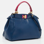 Fendi Blue/pink Leather Mini Peekaboo Top Handle Bag