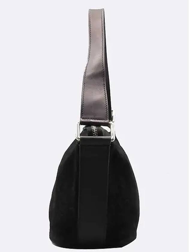 CELINE Black color blazon logo suede shoulder bag