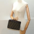 FENDI Zucca Canvas Vanity Cosmetic Pouch Brownac2172