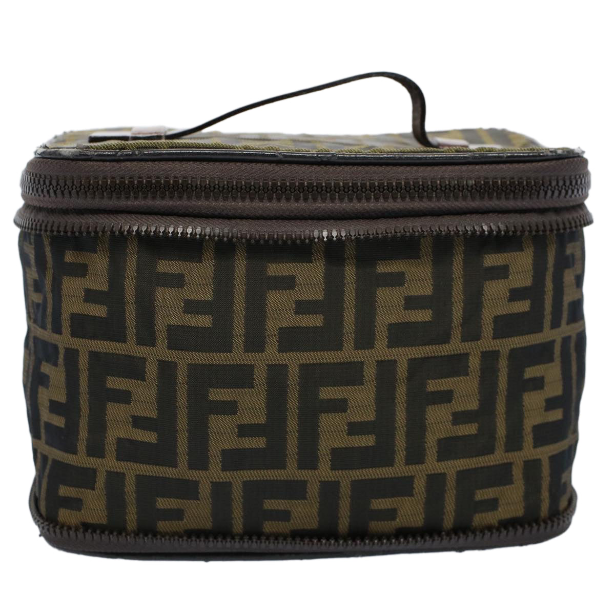FENDI Zucca Canvas Vanity Cosmetic Pouch Brownac2172