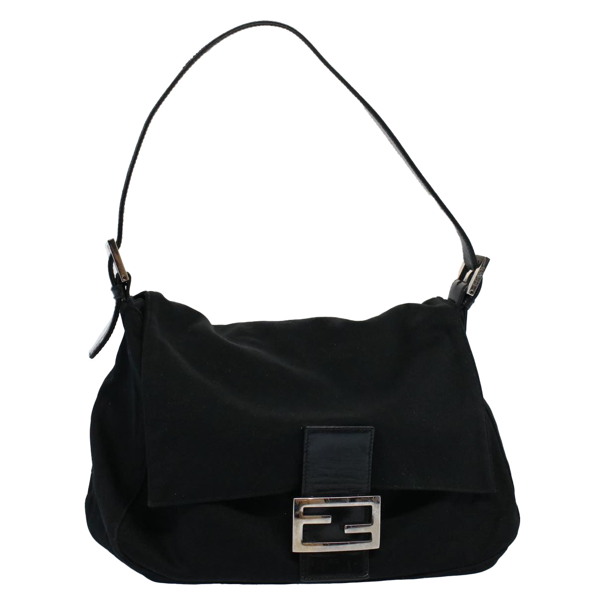 FENDI Mamma Baguette Shoulder Bag Nylon Blackac2413