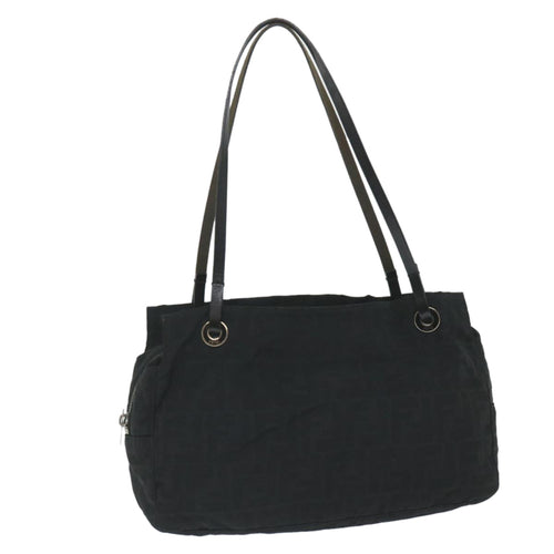 FENDI Zucca Canvas Tote Bag Nylon Leather Blackac2414