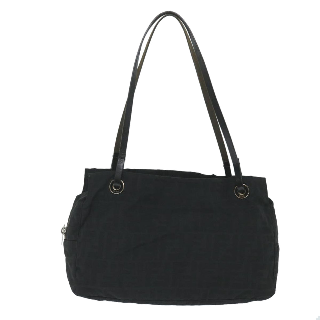 FENDI Zucca Canvas Tote Bag Nylon Leather Blackac2414