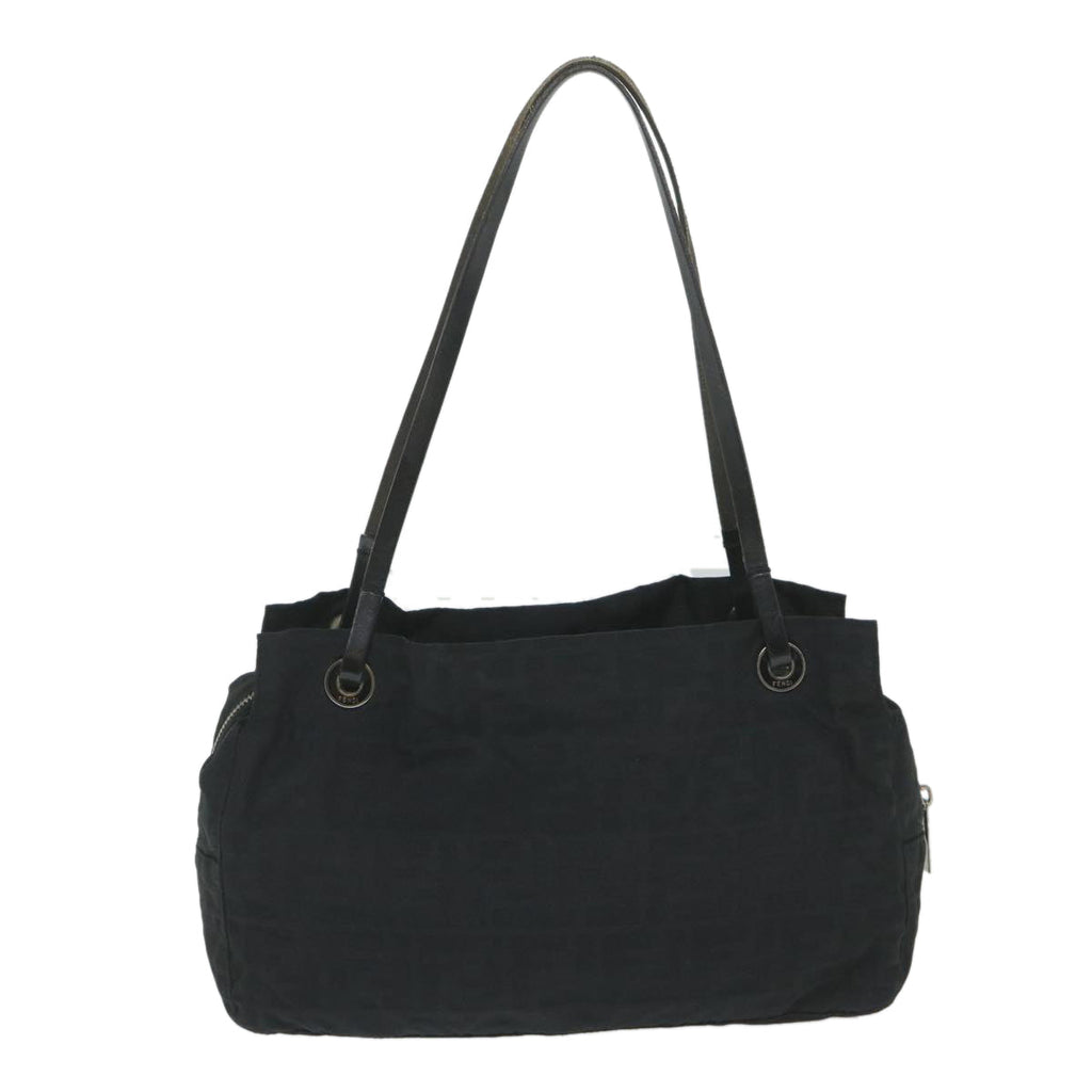 FENDI Zucca Canvas Tote Bag Nylon Leather Blackac2414