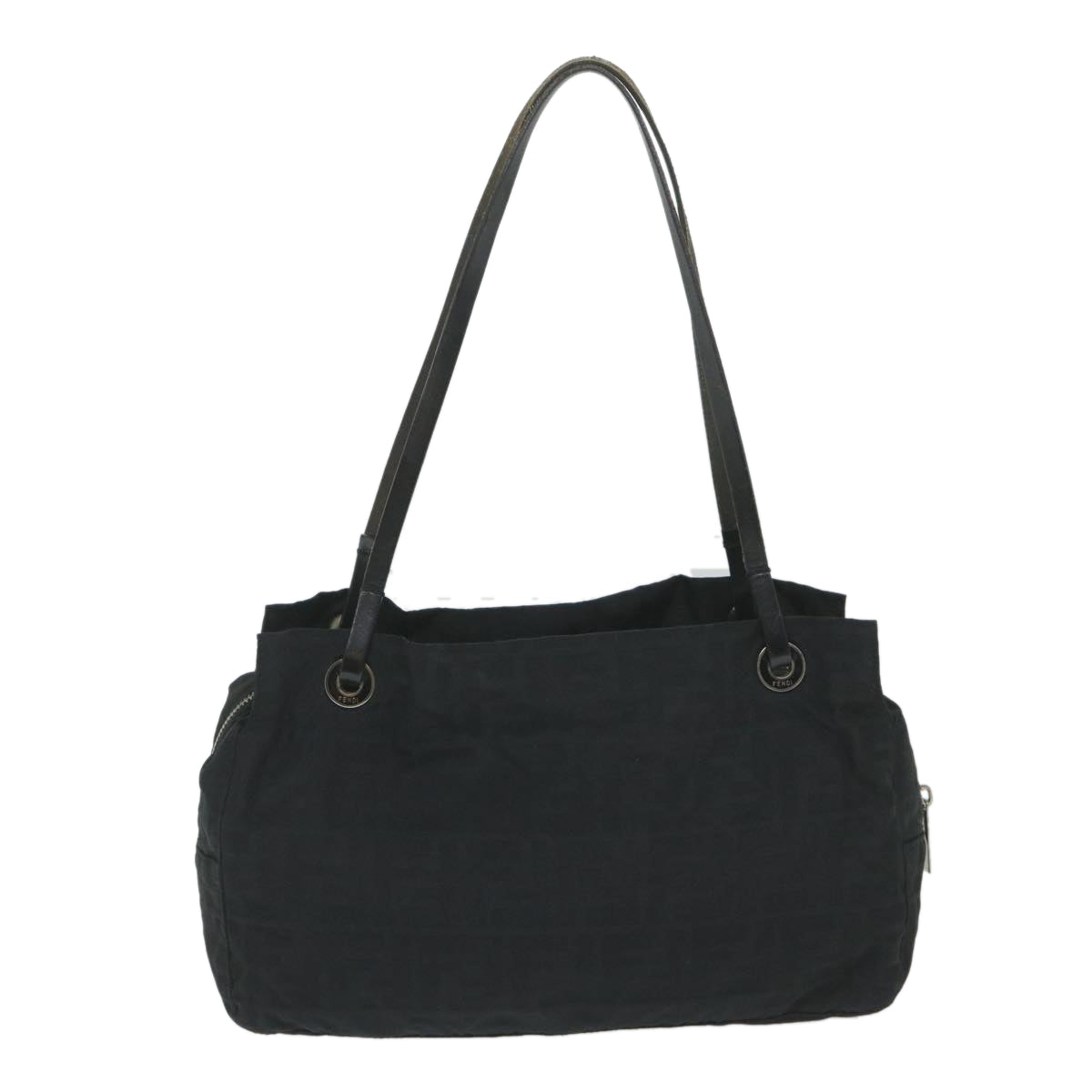 FENDI Zucca Canvas Tote Bag Nylon Leather Blackac2414