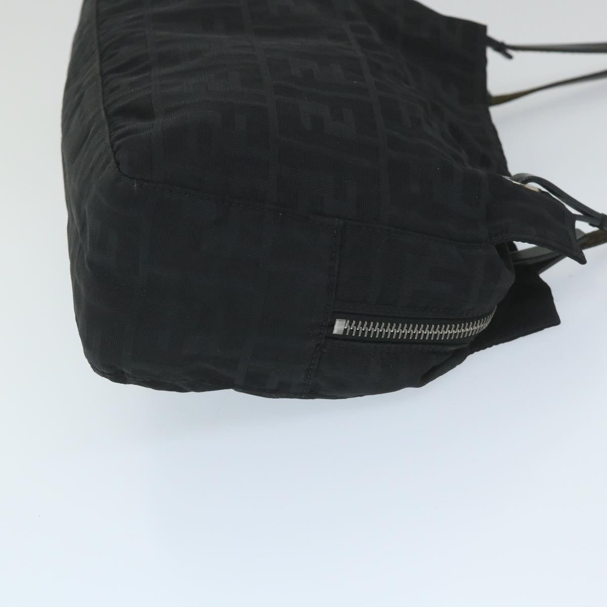 FENDI Zucca Canvas Tote Bag Nylon Leather Blackac2414