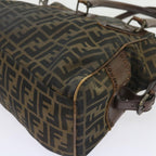 FENDI Zucca Canvas Shoulder Bag Black Brownac2439