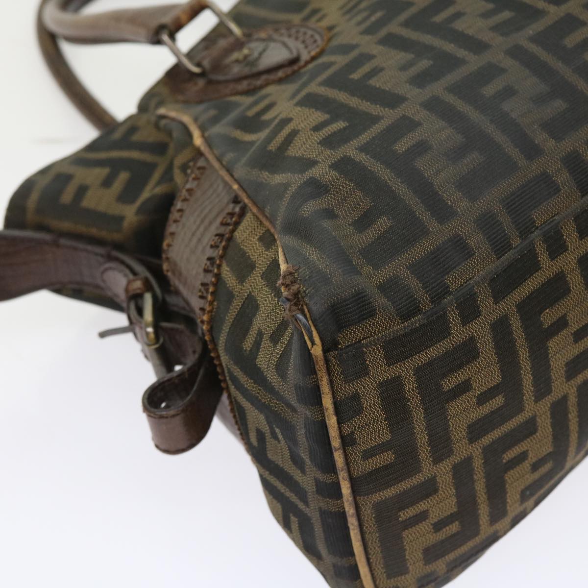 FENDI Zucca Canvas Shoulder Bag Black Brownac2439