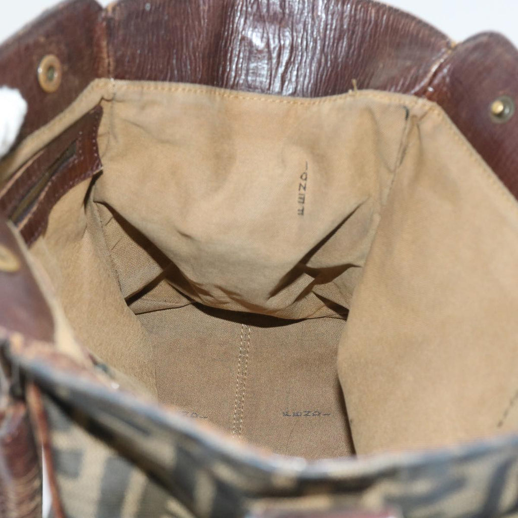 FENDI Zucca Canvas Shoulder Bag Black Brownac2439