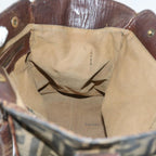 FENDI Zucca Canvas Shoulder Bag Black Brownac2439