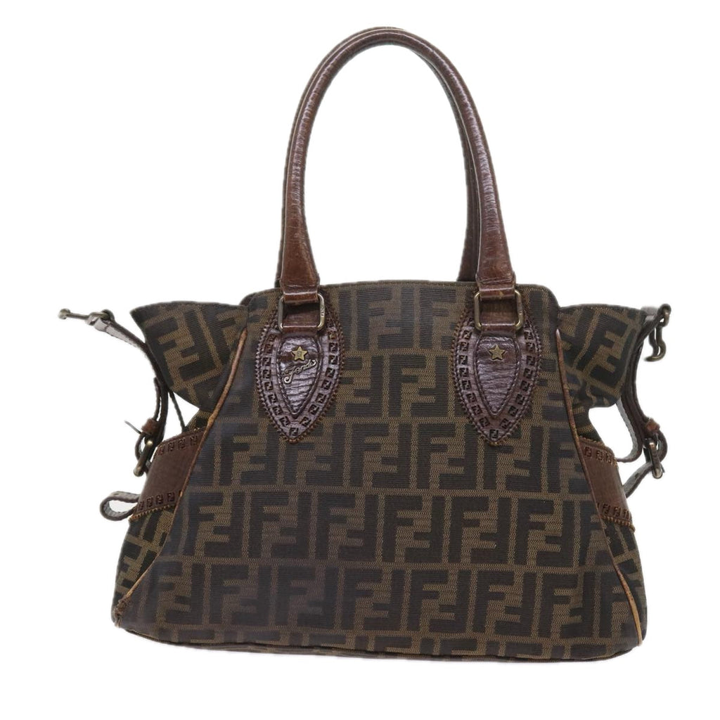 FENDI Zucca Canvas Shoulder Bag Black Brownac2439