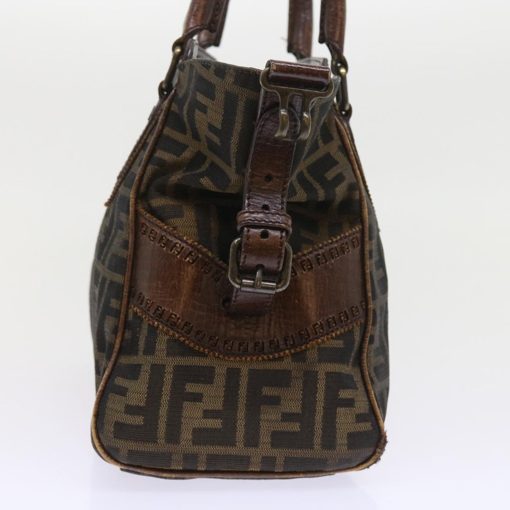 FENDI Zucca Canvas Shoulder Bag Black Brownac2439