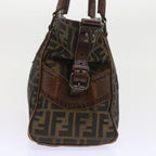 FENDI Zucca Canvas Shoulder Bag Black Brownac2439