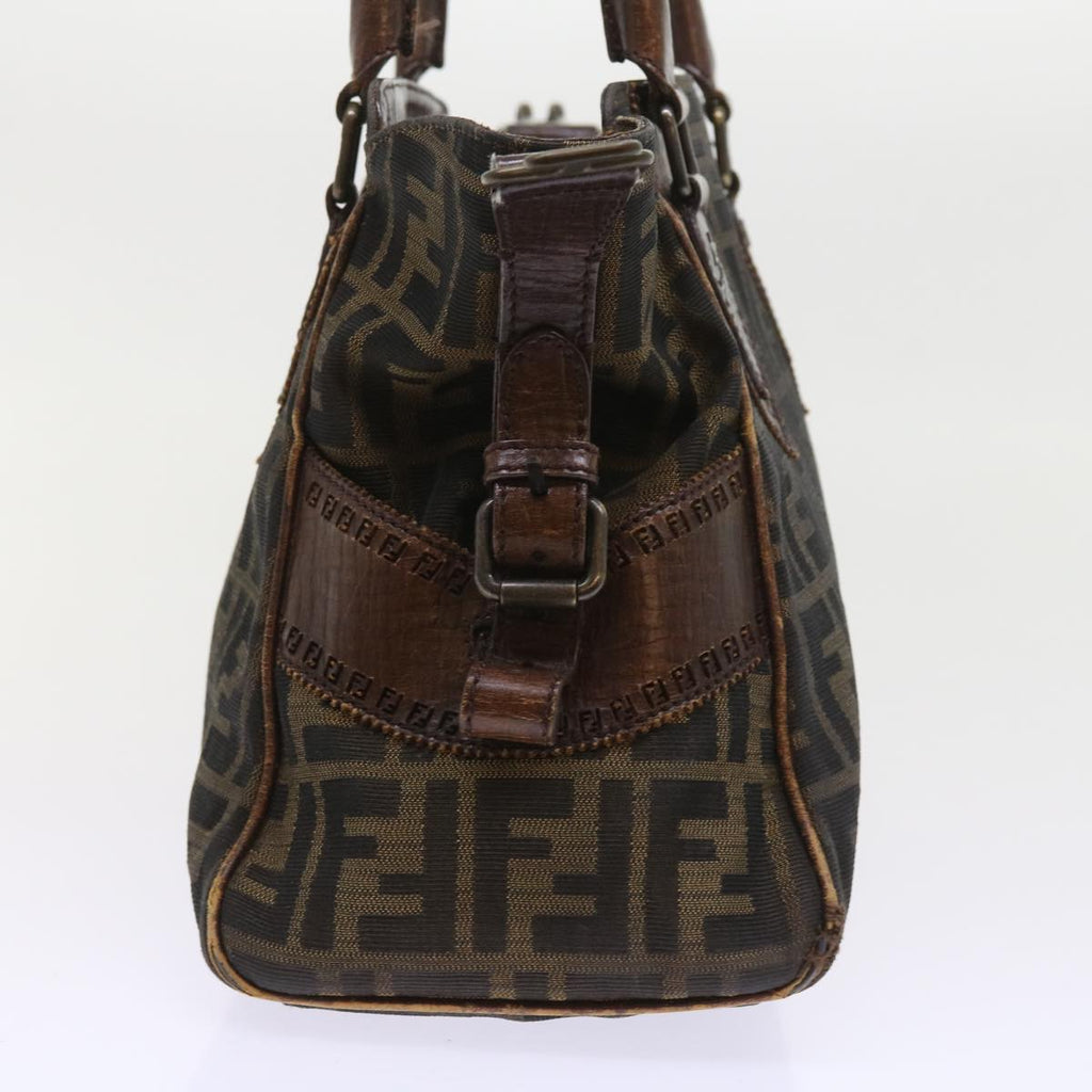 FENDI Zucca Canvas Shoulder Bag Black Brownac2439