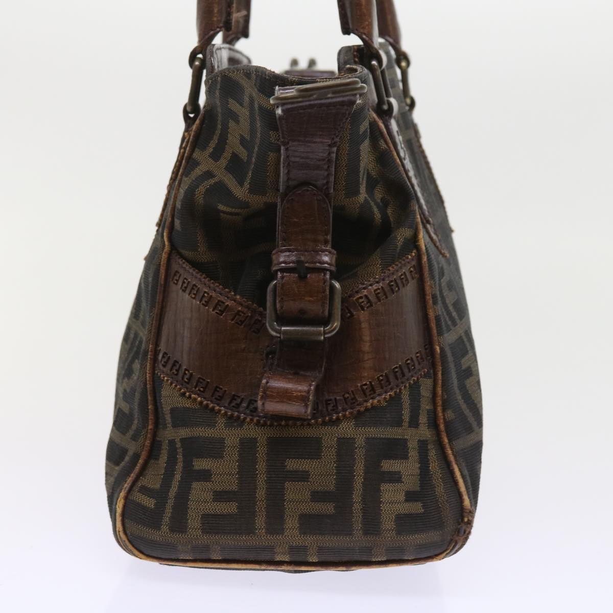 FENDI Zucca Canvas Shoulder Bag Black Brownac2439