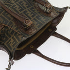 FENDI Zucca Canvas Shoulder Bag Black Brownac2439