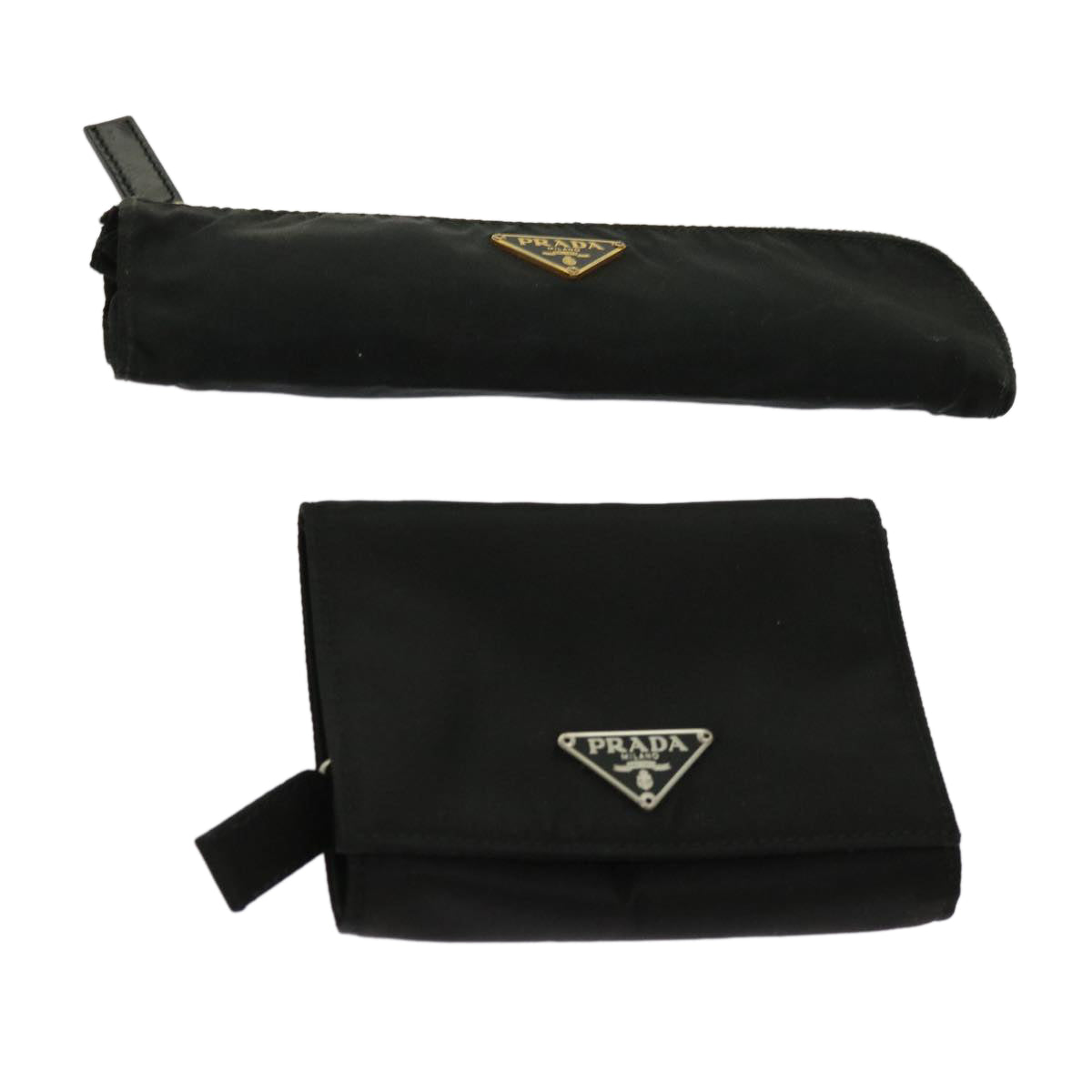 PRADA Pouch Wallet Nylon 2Set Black  ac2499