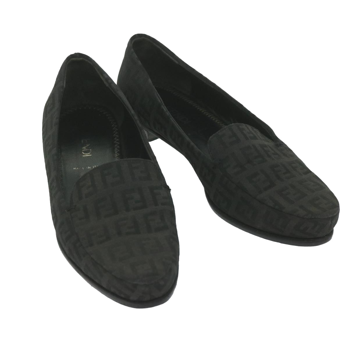 FENDI Zucchino Canvas loafers shoes Blackac2503