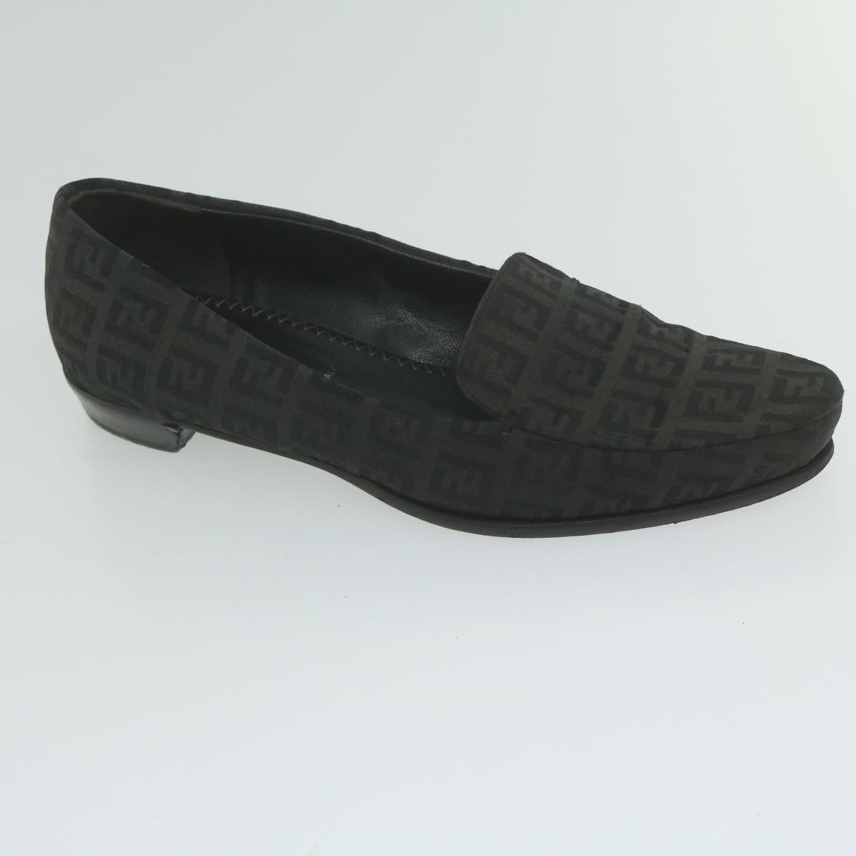 FENDI Zucchino Canvas loafers shoes Blackac2503