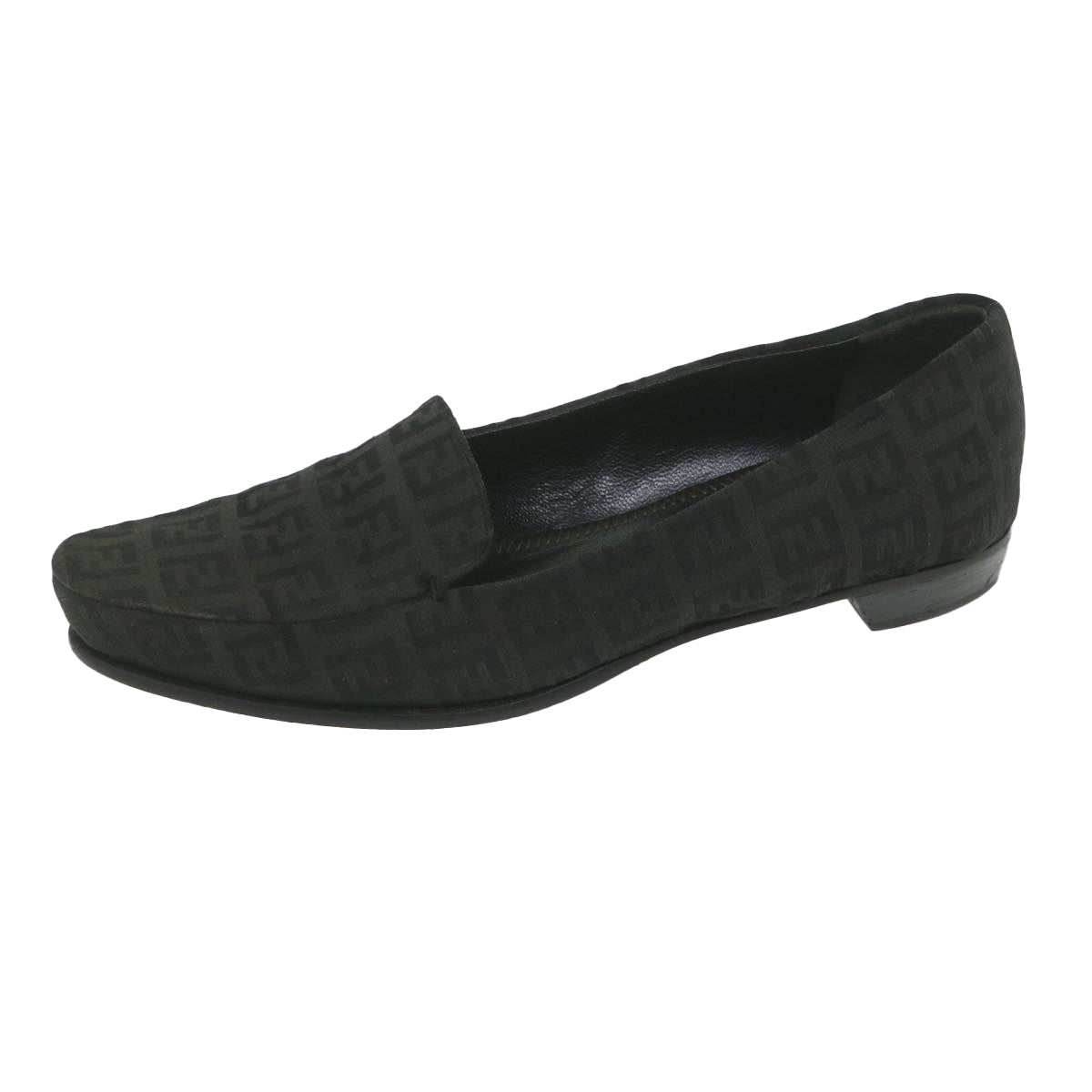 FENDI Zucchino Canvas loafers shoes Blackac2503