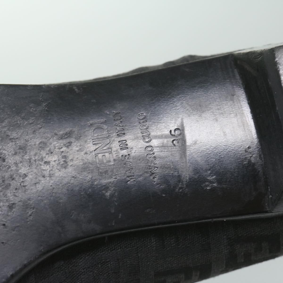 FENDI Zucchino Canvas loafers shoes Blackac2503