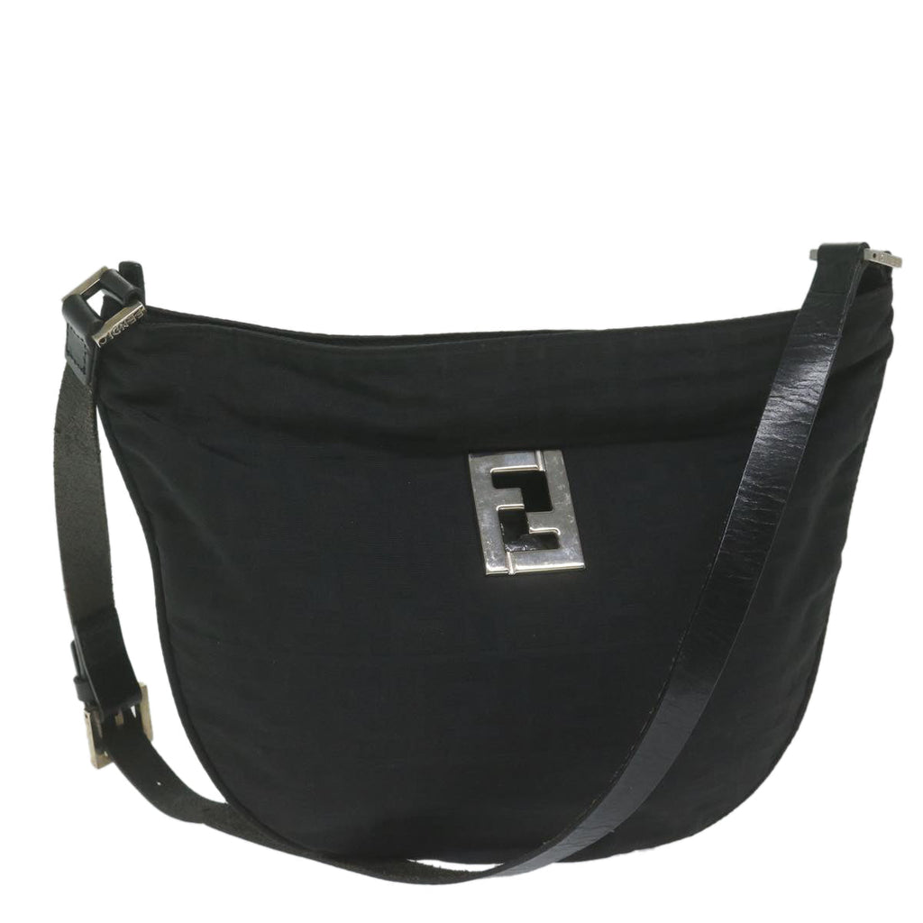 FENDI Zucca Canvas Shoulder Bag Blackac2516