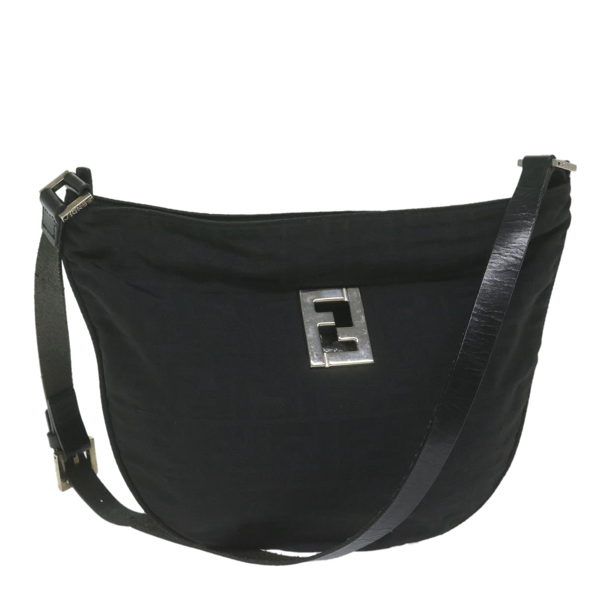 FENDI Zucca Canvas Shoulder Bag Blackac2516