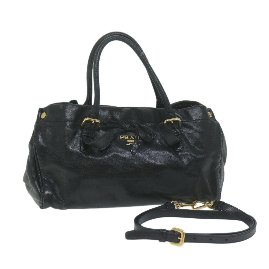 PRADA Hand Bag Leather 2way Black  ac2538