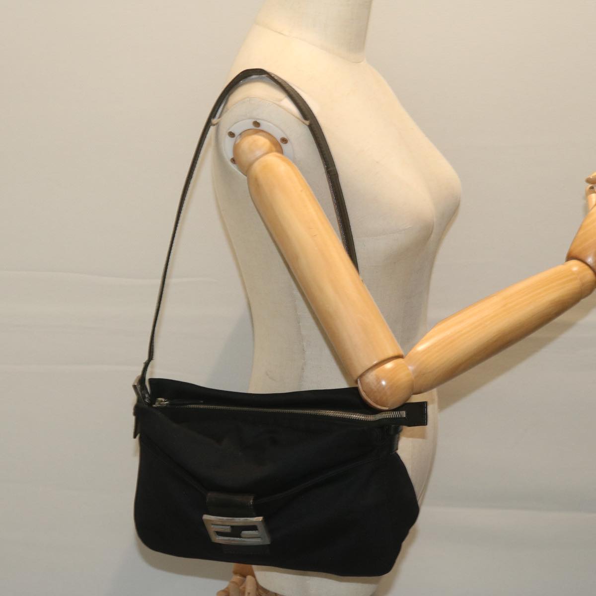 FENDI Mamma Baguette Shoulder Bag Nylon Blackac2541