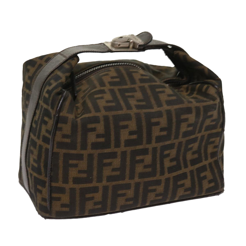 FENDI Zucca Canvas Hand Bag Black Brownac2608