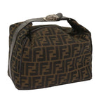 FENDI Zucca Canvas Hand Bag Black Brownac2608
