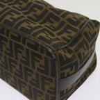 FENDI Zucca Canvas Hand Bag Black Brownac2608